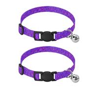Floral Purple Pet Collars for Cats, 2 Pack Cat Collars with Bell