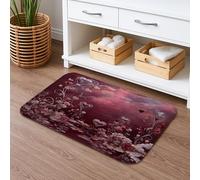 Floral Quick Dry Bath Mat, Heart Pattern Absorbent Non Slip Shower Mat, Valentine's Day Washable Flannel Bath Rugs for Bathroom Toilet Restroom 16x24 Inch