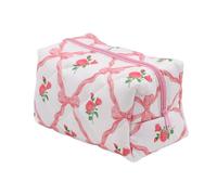 Floral Quilted Cosmetic Bag, Quilted Makeup Bag - Cosmetic Organizer for Toiletries, Large Capacity Makeup Lice, Toiletry Organizer Case for Girls, Pink, Se référer au descriptif, Refer to description