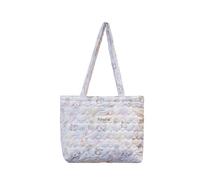 Floral Quilted Cotton Shoulder Bag for Women Daily Use Medium Size Handbag Large Capacity Thickened Design Tote, Orange Cat, M