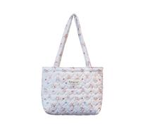 Floral Quilted Cotton Shoulder Bag for Women Daily Use Medium Size Handbag Large Capacity Thickened Design Tote, Cherry Cat