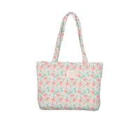 Floral Quilted Cotton Shoulder Bag for Women Daily Use Medium Size Handbag Large Capacity Thickened Design Tote, Green Rose