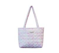 Floral Quilted Cotton Shoulder Bag for Women Daily Use Medium Size Handbag Large Capacity Thickened Design Tote, Pink Love