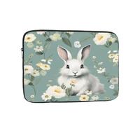Floral Rabbit Shockproof Laptop Sleeve 17 Inch, Oxford Fabric Case With Foam Padding, Lightweight Protective Cover For Pad Notebook, Business School Travel Use