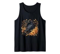 Floral Raven Geometric Accents Cottagecore Botanical Art Tank Top