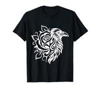 Floral Raven Half Rose Tribal White Ornmental Boho T-Shirt