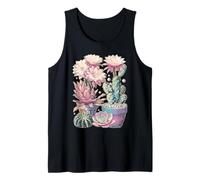 Floral Rebutia Cactus with Flowers Botanical Pastel Dreamy Tank Top