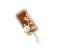 Floral Relief Brooch With Crystals Secure Clasp Designs Versatile Jewelry For Her Everyday Elegant Stylish Plum Florals Lapel Pin