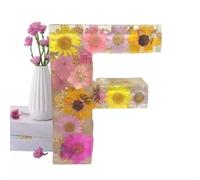 Floral Resin Alphabet Night Light, Resin Letter Lamp, Pressed Flower Resin Letters with LED Light, Personalized Flower Resin Letter Lamp, Artistic Resin Letter Lamp for Home Decoration (F)