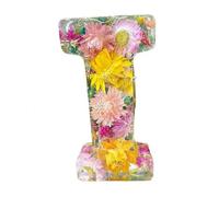 Floral Resin Letter Night Light - Flower Night Light Resin Alphabet | Resin Night Light Letter | Pressed Flower Resin Letters Twith LED Lectern | Handmade Letter Lamps