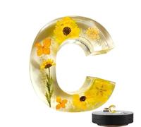 Floral Resin Letter Night Light - Handmade Alphabet Lamps, Flower Letter Lights, Unique Resin Craft