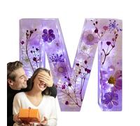 Floral Resin Night Light, Creativity Floral Resin Night Lights Alphabet, Pressed Flower Resin Letters Light Flower Night Light Resin Alphabet, DIY Handmade Letter Lamps