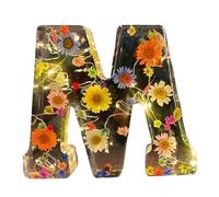 Floral Resin Night Light - Epoxy Letter, Dried Flower Design | Handmade Illuminated Initial with Botanical Craft, Decorative Gift Lamp for Women’s Bedroom, Mother's Day and Romantic Ambience