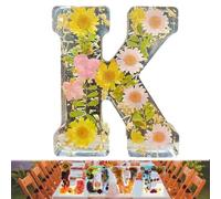 Floral Resin Night Light, Floral 26 Letters Resin Night Light, Handmade Floral Night Light, for Mother Wife, Personalized Name Creative Letter Lamp Birthday Party Decor (K)