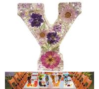Floral Resin Night Light, Floral 26 Letters Resin Night Light, Handmade Floral Night Light, for Mother Wife, Personalized Name Creative Letter Lamp Birthday Party Decor (Y)