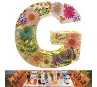 Floral Resin Night Light, Floral 26 Letters Resin Night Light, Handmade Floral Night Light, for Mother Wife, Personalized Name Creative Letter Lamp Birthday Party Decor (G)