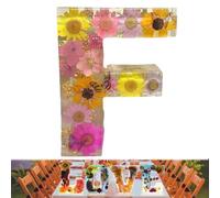 Floral Resin Night Light, Floral 26 Letters Resin Night Light, Handmade Floral Night Light, for Mother Wife, Personalized Name Creative Letter Lamp Birthday Party Decor (F)