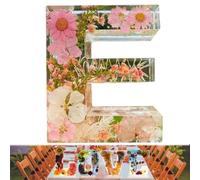 Floral Resin Night Light, Floral 26 Letters Resin Night Light, Handmade Floral Night Light, for Mother Wife, Personalized Name Creative Letter Lamp Birthday Party Decor (E)