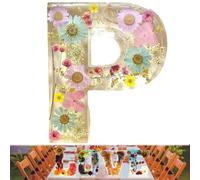 Floral Resin Night Light, Floral 26 Letters Resin Night Light, Handmade Floral Night Light, for Mother Wife, Personalized Name Creative Letter Lamp Birthday Party Decor (P)