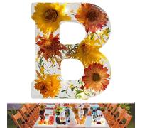 Floral Resin Night Light, Floral 26 Letters Resin Night Light, Handmade Floral Night Light, for Mother Wife, Personalized Name Creative Letter Lamp Birthday Party Decor (B)