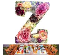 Floral Resin Night Light, Floral 26 Letters Resin Night Light, Handmade Floral Night Light, for Mother Wife, Personalized Name Creative Letter Lamp Birthday Party Decor (Z)