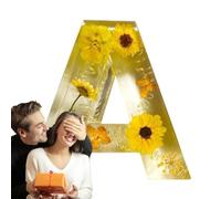 Floral Resin Night Light,Floral Resin Nightlight - Pressed Flower Resin Letters, Floral Resin Nightlight, Handmade Letter Lamps Unique Resin Craft