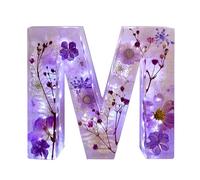 Floral Resin Night Light - Handmade Letter Lamps - Creativity Alphabet with Pressed Flower, Unique Flower Night Light, Artistic Resin Letters Light for Home Decor