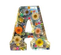 Floral Resin Night Light Letter, Floral Resin Night Light, Pressed Flower Resin Letters with LED Light, Initial Letter Floralnight Light Resin Lamp, Night Lamp for Mother Wife Birthday Present
