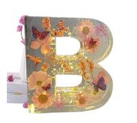 Floral Resin Night Light Letter, Floral Resin Night Light, Pressed Flower Resin Letters with LED Light, Initial Letter Floralnight Light Resin Lamp, Night Lamp for Mother Wife Birthday Present
