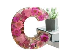 Floral Resin Night Light Letter - LED Lit Pressed Flower Initials - Decorative Resin Lamp