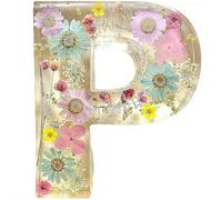 Floral Resin Night Light, Pressed Flower Resin Big Letters with LED Lights, DIY Handmade Creative Letter Flowers Lamp, Personalized Dry Flower Name Night Light (P)