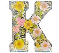 Floral Resin Night Light, Pressed Flower Resin Big Letters with LED Lights, DIY Handmade Creative Letter Flowers Lamp, Personalized Dry Flower Name Night Light (K)