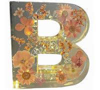 Floral Resin Night Light, Pressed Flower Resin Big Letters with LED Lights, DIY Handmade Creative Letter Flowers Lamp, Personalized Dry Flower Name Night Light (B)