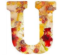 Floral Resin Night Light, Pressed Flower Resin Big Letters with LED Lights, DIY Handmade Creative Letter Flowers Lamp, Personalized Dry Flower Name Night Light (U)