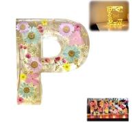 Floral Resin Night Light, Pressed Flower Resin Letters with Led Light Dried Flower Letters Night Light, 2024 New Light Up Alphabet SignBirthday Gift for Mother, Wife,Girl Friend,Her(P)