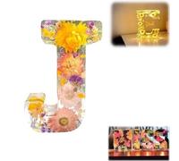 Floral Resin Night Light, Pressed Flower Resin Letters with Led Light Dried Flower Letters Night Light, 2024 New Light Up Alphabet SignBirthday Gift for Mother, Wife,Girl Friend,Her(J)