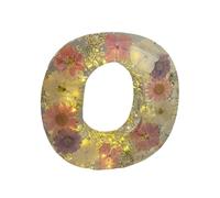 Floral Resin Night Light, Pressed Flower Resin Letters with LED Light, Light Up Alphabet Sign,Resin Letter Table Lamp Birthday Gift for Her, Mother, Wife, (O)