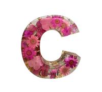 Floral Resin Night Light, Pressed Flower Resin Letters with LED Light, Light Up Alphabet Sign,Resin Letter Table Lamp Birthday Gift for Her, Mother, Wife, (C)