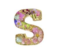 Floral Resin Night Light, Pressed Flower Resin Letters with LED Light, Light Up Alphabet Sign,Resin Letter Table Lamp Birthday Gift for Her, Mother, Wife, (S)