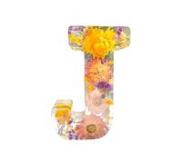 Floral Resin Night Light, Pressed Flower Resin Letters with LED Light, Light Up Alphabet Sign,Resin Letter Table Lamp Birthday Gift for Her, Mother, Wife, (J)