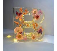 Floral Resin Night Light with LED, Personalized Flower Resin Letter Light for Her, Mother's Day