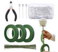 Floral Ribbon | Ribbon and Floral Thread 1.2 cm Wide, 30 Gauge Tape Set for Crafts Plant Composition Gardening Scrapbooking