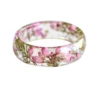 Floral Ring, Handmade Resin Flower Ring with Pink Heather, Pressed Flower Jewelry Unique Floral Resin Rings for Women