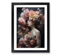 Floral Romanticism No.2 Framed Print | A2 Black Framed Wall Art | Ready to Hang | Modern Floral Picture | Living Room Bedroom Lounge Office