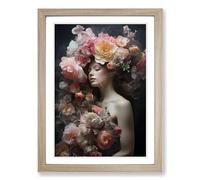Floral Romanticism No.2 Framed Print | A2 Oak Framed Wall Art | Ready to Hang | Modern Floral Picture | Living Room Bedroom Lounge Office