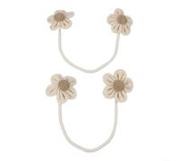 Floral rope curtain tiebacks made from natural fibers, 2 pack for securing curtains and adding a sophisticated touch to various room styles (Beige)