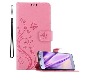 (FLORAL ROSA, Samsung Galaxy J3 2017) Cadorabo Flower Case for Samsung Galaxy J3 2017 Cover Book Wallet Protection PU Leather Flip Magnetic Etui