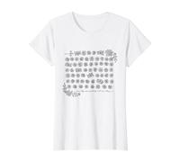 Floral Rosary Prayer Beads Mary Devotion Religious Faith Value Graphic T-Shirt, Women, White, S
