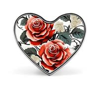 Floral Rose Ivy with Leaves Spring Heart Shape Lapel Pin Personalized Pinback Button Badges Retro Punk Button Pin Kawaii Heart Badges for Men Women Clothes Bags Hats & Gift