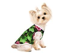 Floral Rose Ivy With Leaves Spring Print Pet T-Shirt, Sleeveless Pullover Vest For Small Puppy Kitten Indoor Outdoor Wear